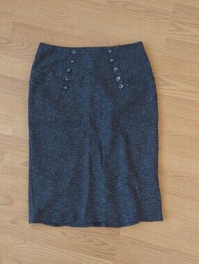 A. Byer Black Tweed Pencil Skirt with Double-Button Detail Size 5